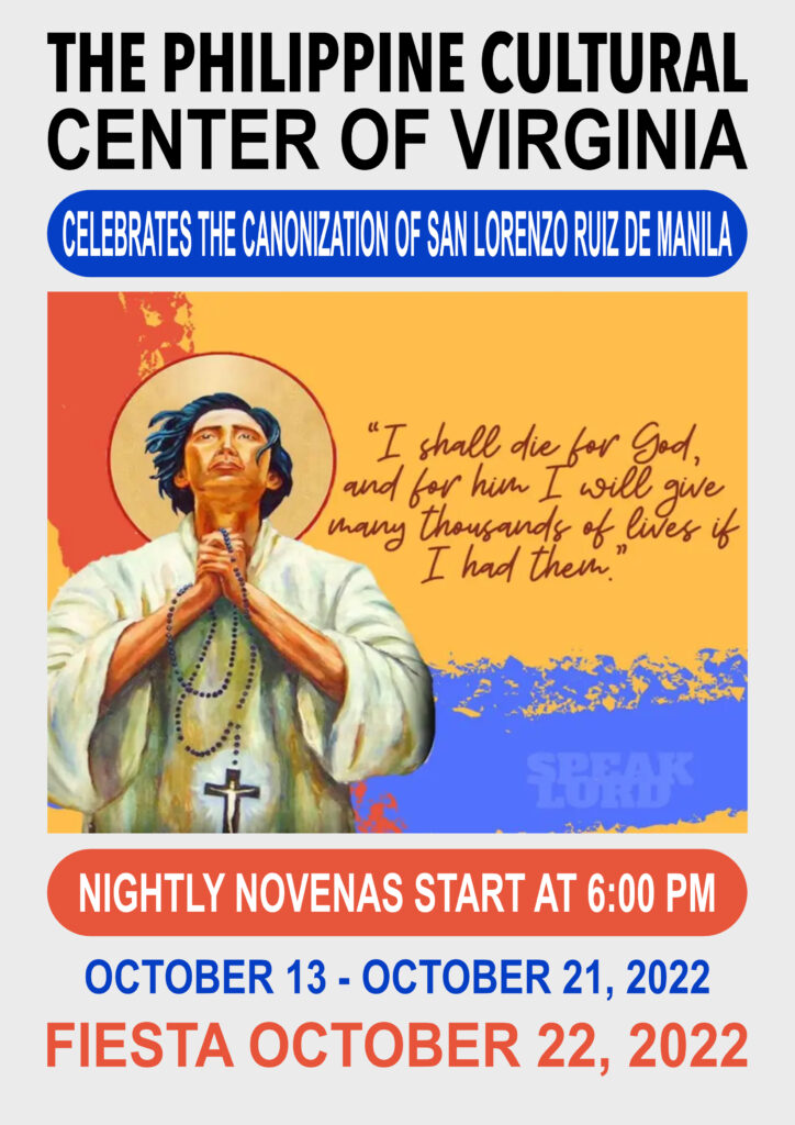 PCC flyer for celebrating the canonization of San Lorenzo Ruiz de Manila